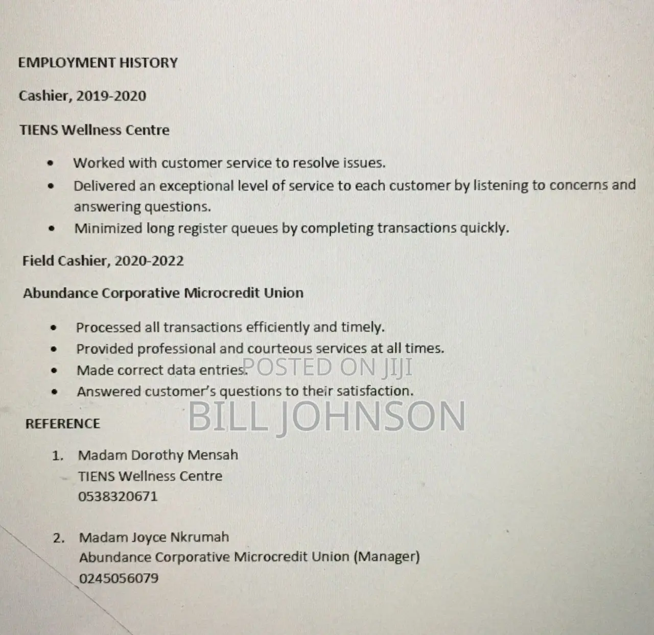 Part Time Weekend Cv