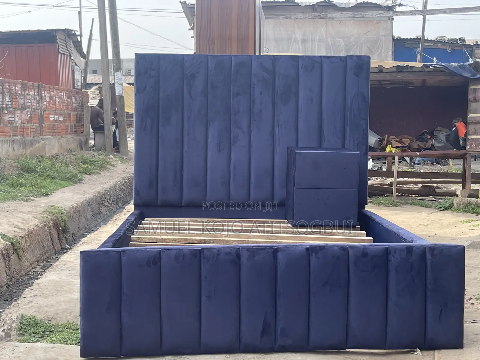 Double Bed Frame With Side Drawer
