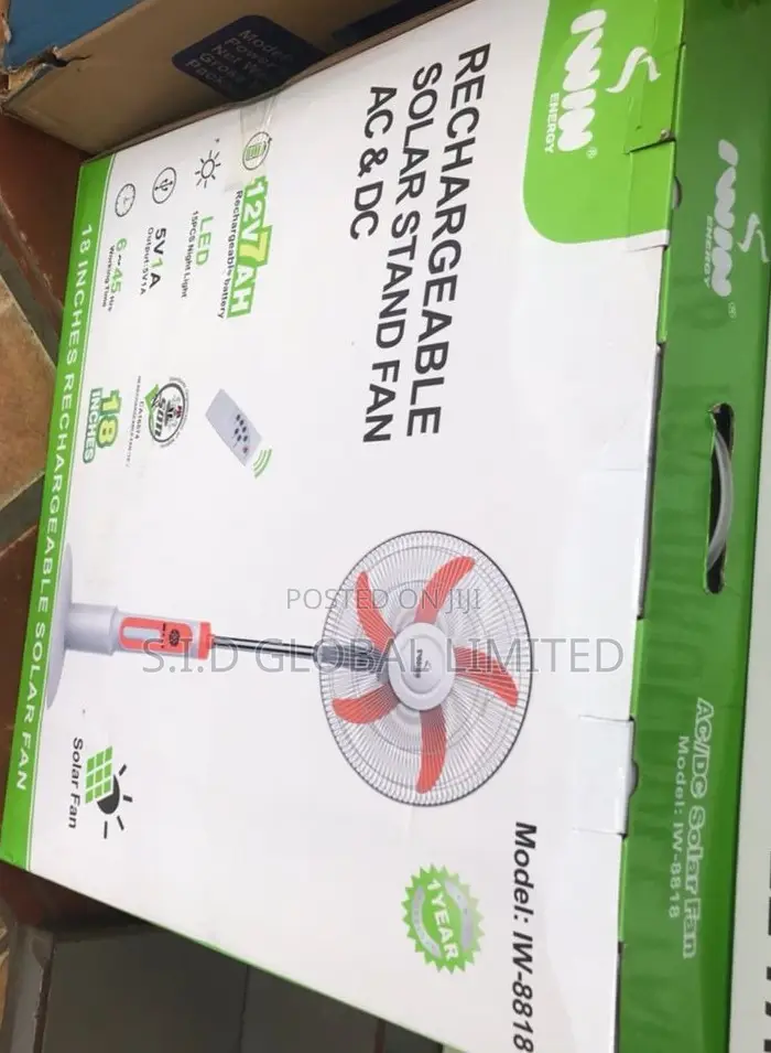 Best Ever IWIN 18'' Rechargeable Solar Stand Fan