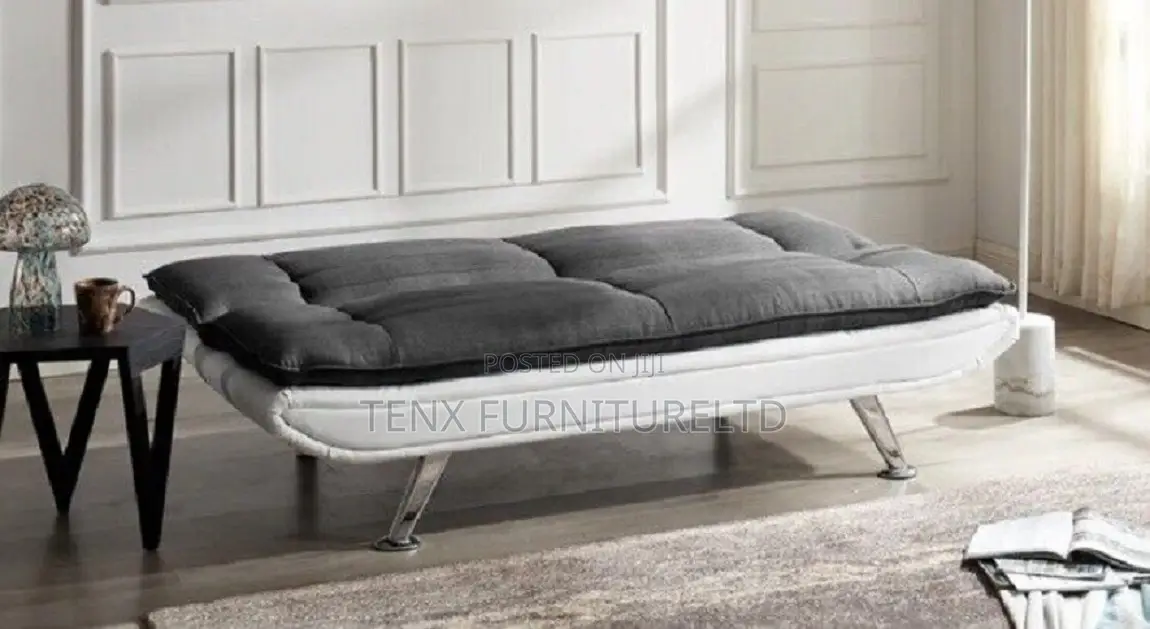 Sofa Bed With Two Cushions/Chrome Legs