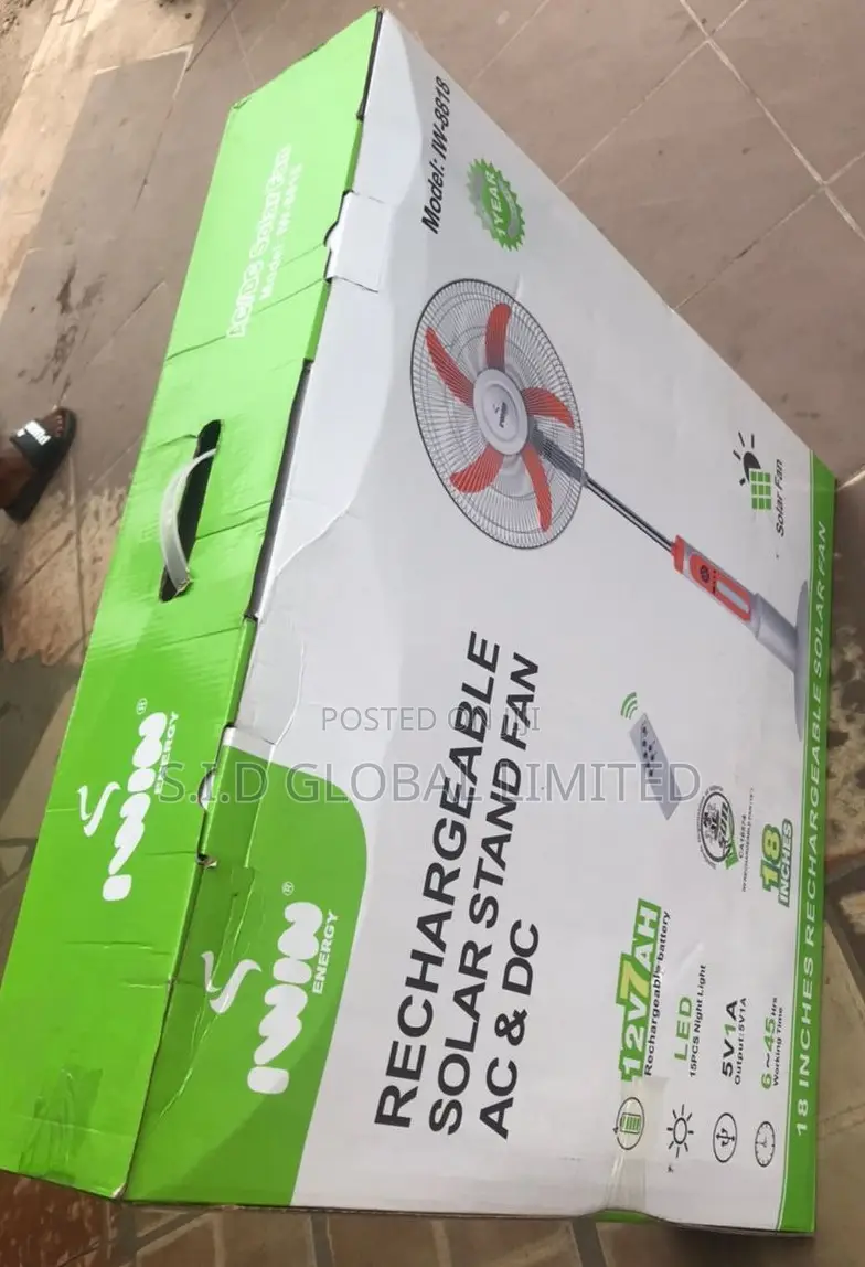 Gleaming Rechargeable 18'' IWIN Solar Stand Fan