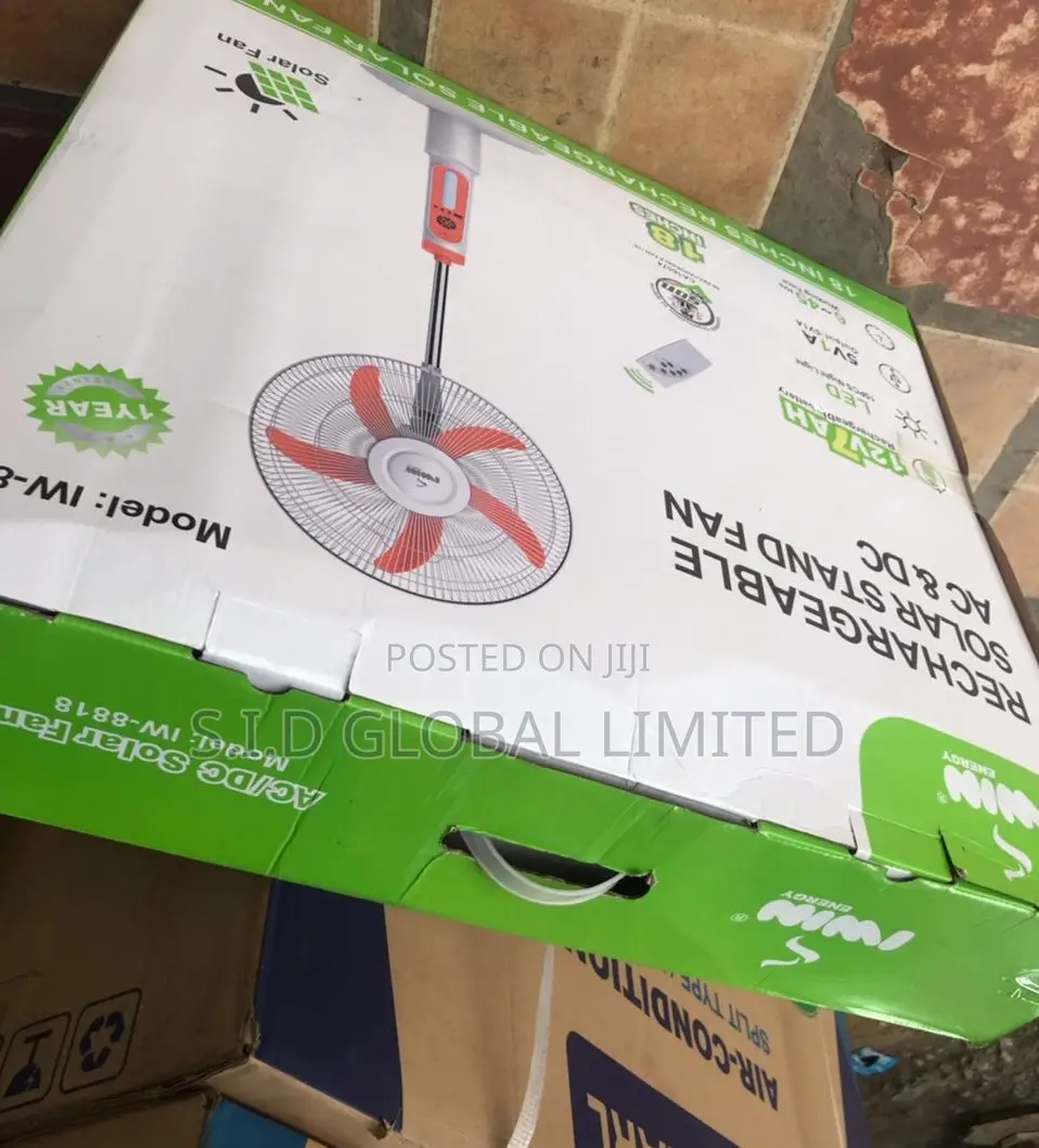 Dazzling 18'' Rechargeable Solar Stand Fan