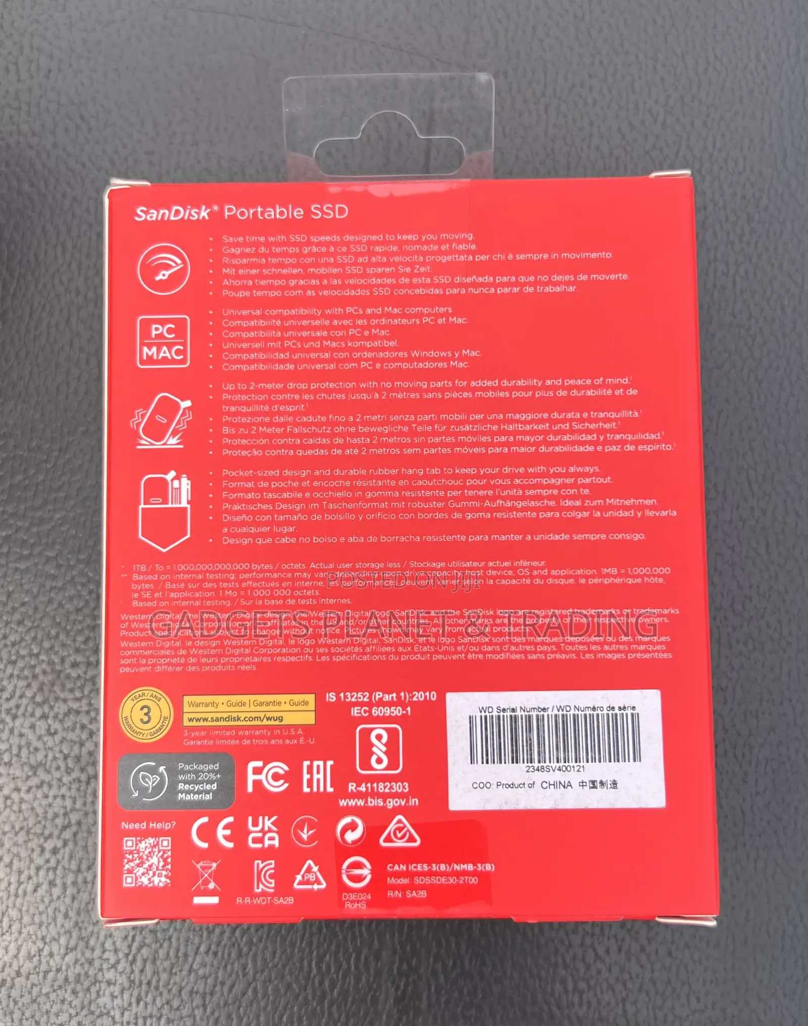 2 Terabytes Sandisk Portable SSD 2tb / to - 800mb/S