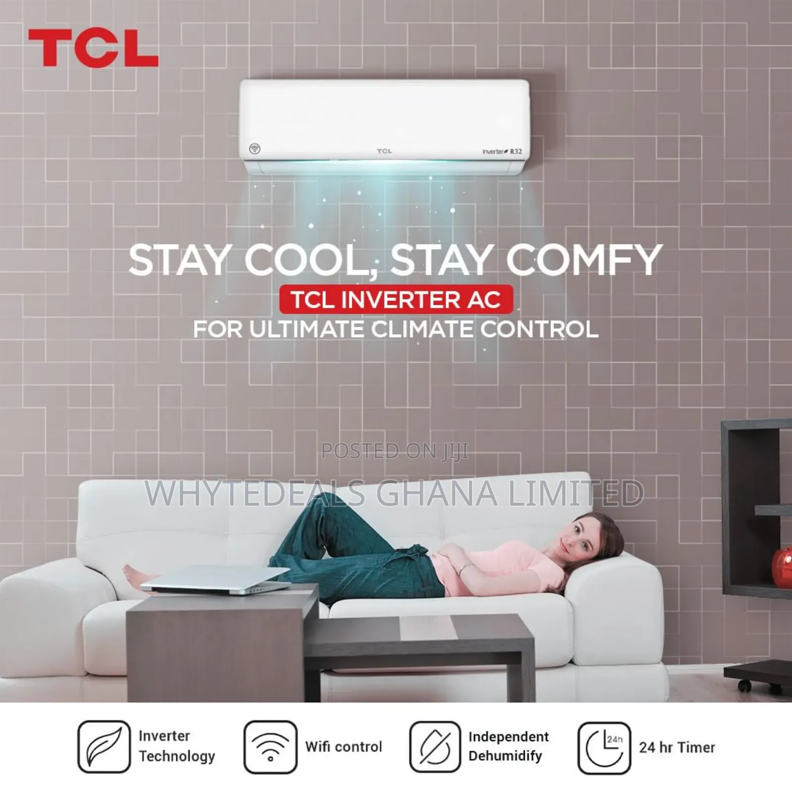 Best Ac in Ghana!Tcl 1.5hp Inverter R410 Split Air-Condition