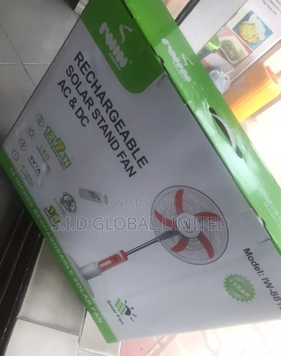 Fantastic IWIN 18'' Rechargeable Solar Stand Fan