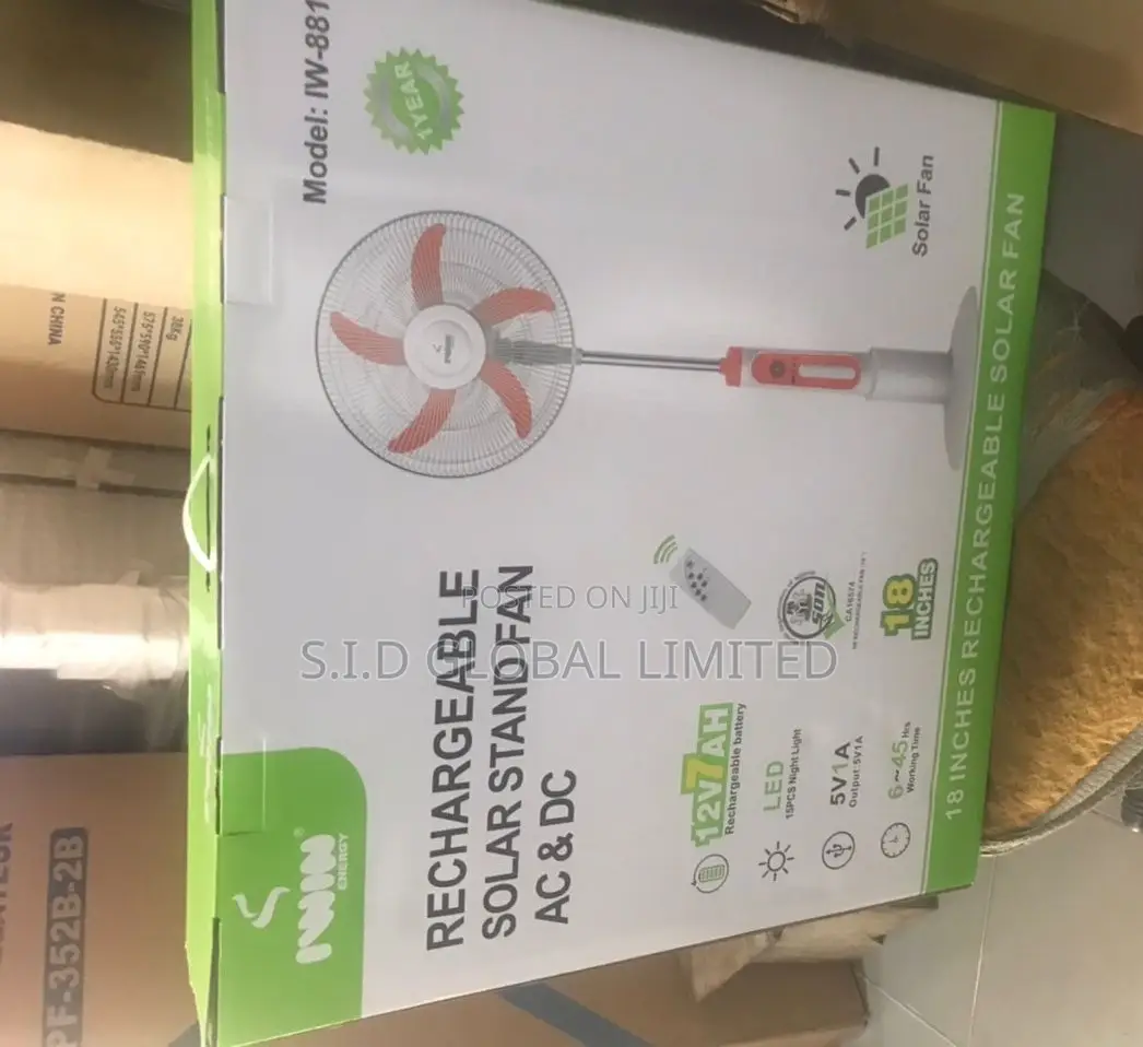 Nicest 18'' IWIN Rechargeable Solar Stand Fan