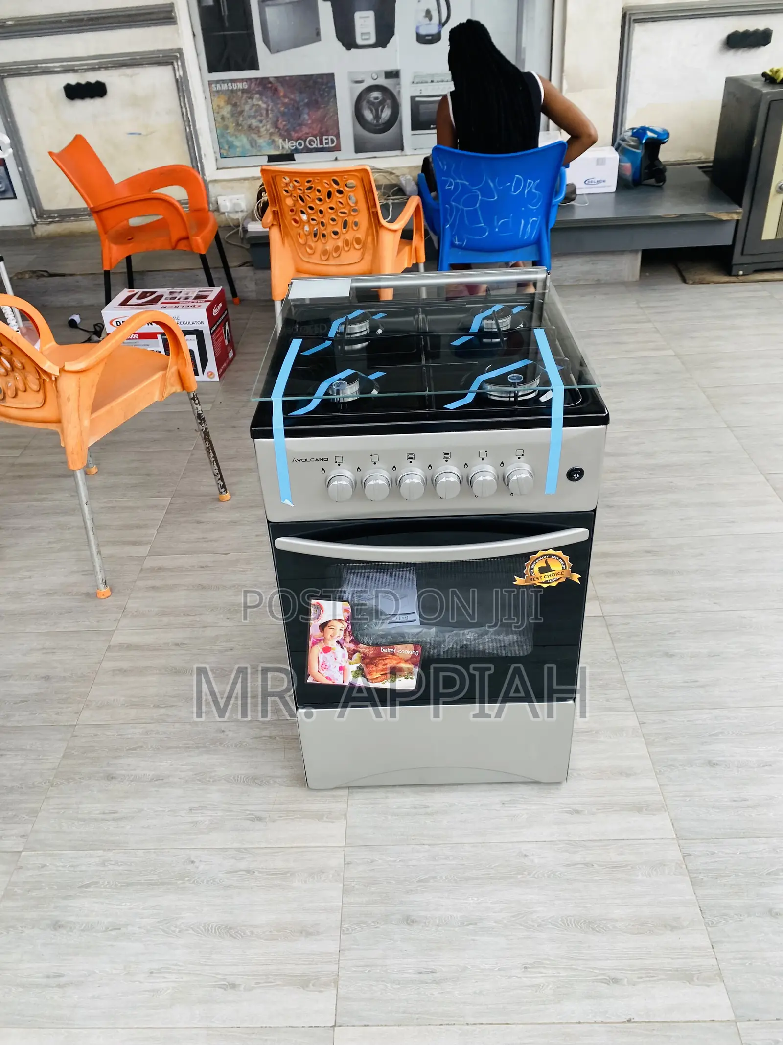 Elegant Gray Volcano 50x50 Gas Oven 4 Burner With Grill.