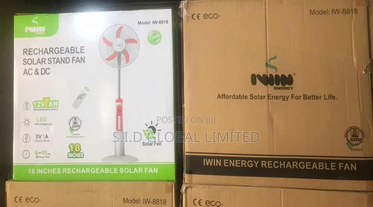 Lovely IWIN 18'' Rechargeable Solar Stand Fan
