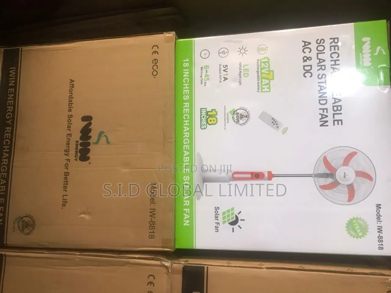 Enjoy Better IWIN 18'' Solar Rechargeable Stand Fan