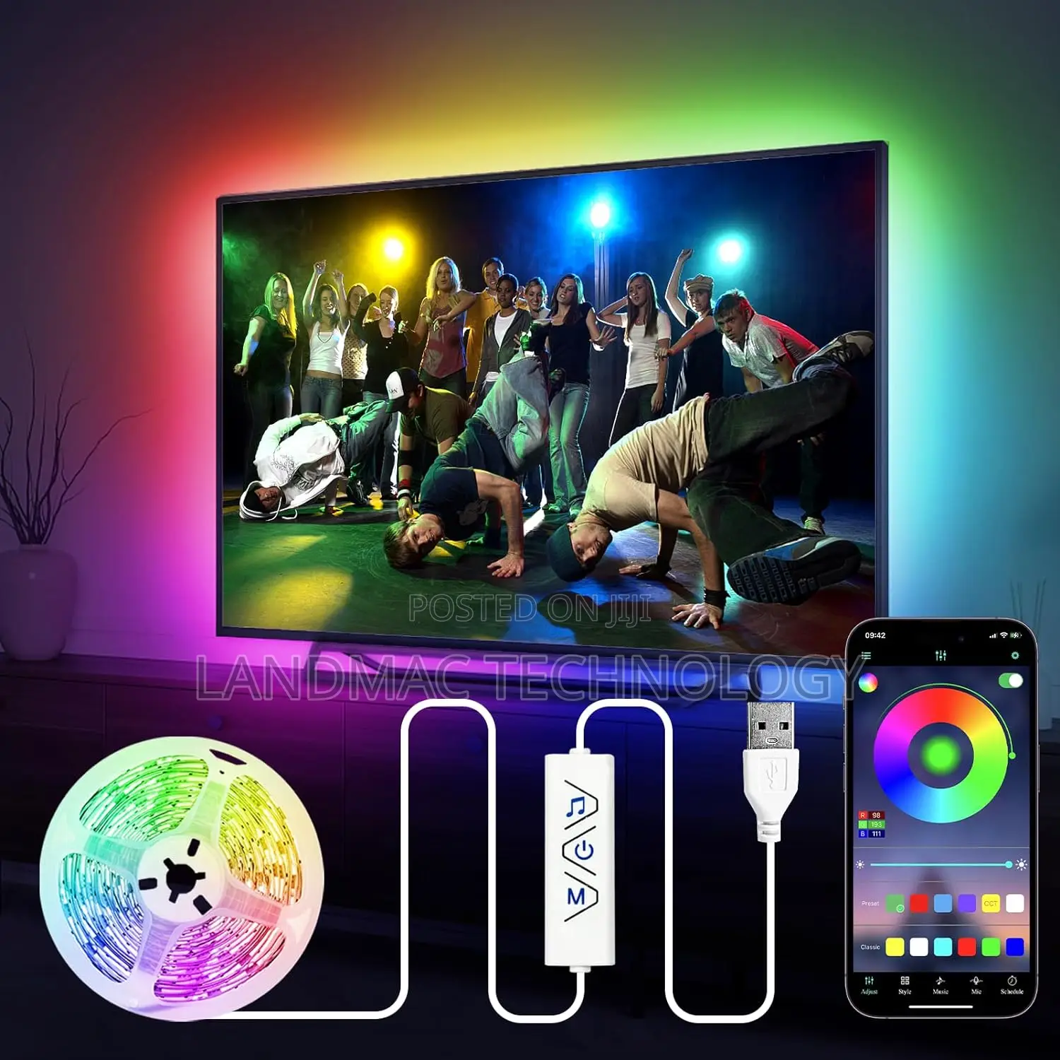 USB Tv LED Light Strip With Remote - RGB