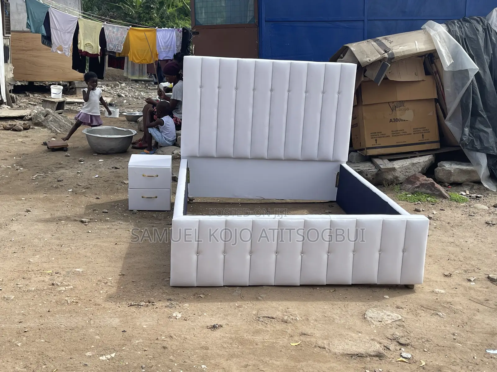 Double Bed Frame With Side Drawer