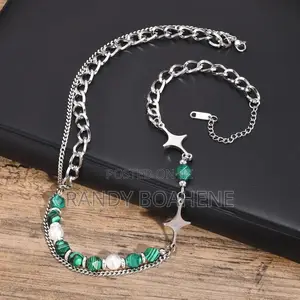 Layered Cuban Chain Necklace With Stone Beads