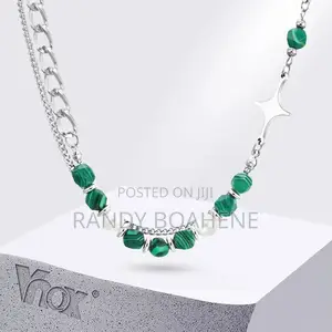 Layered Cuban Chain Necklace With Stone Beads