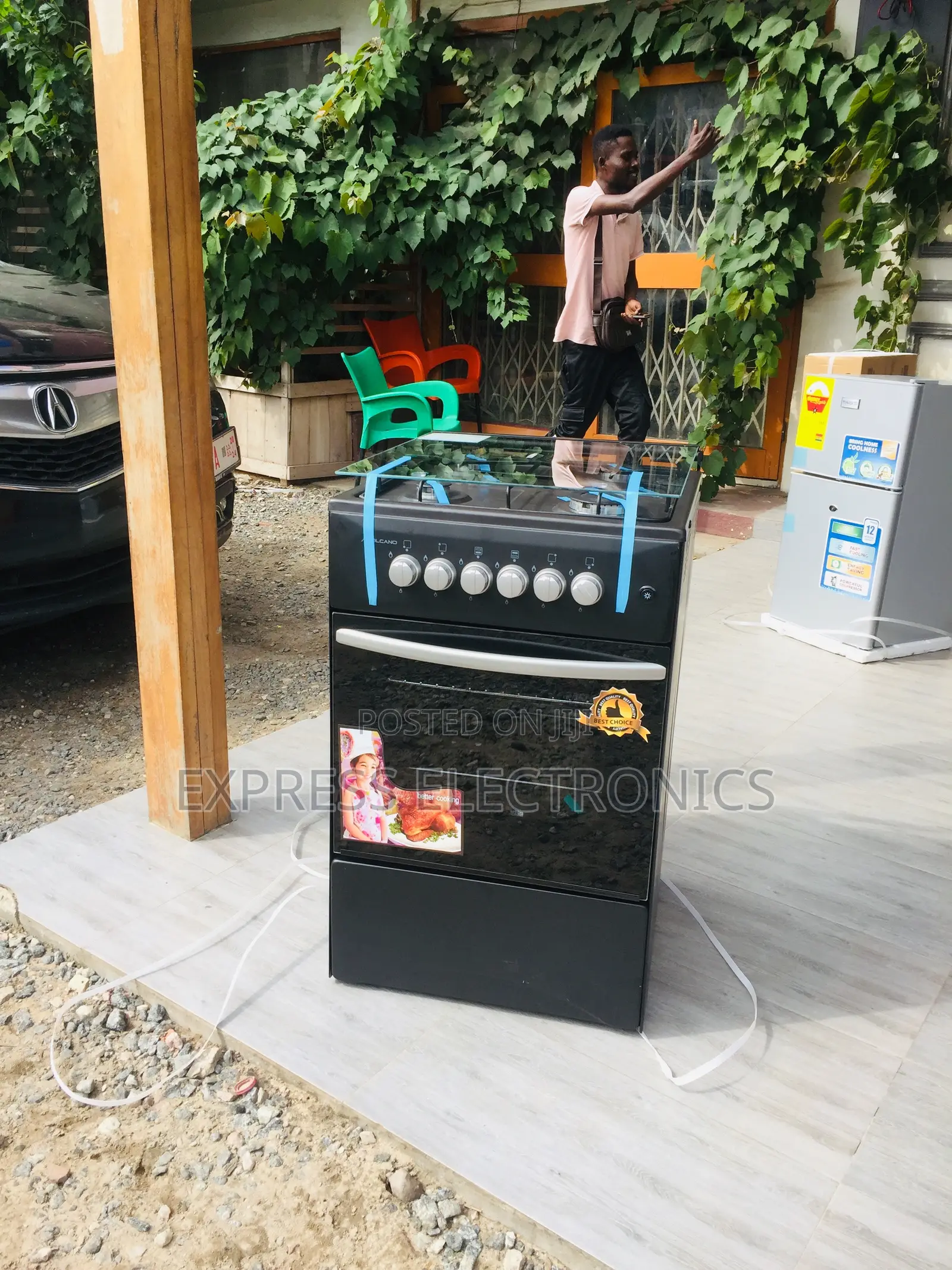 Stylish Design Black Volcano Gas 4burner 50/50 Oven