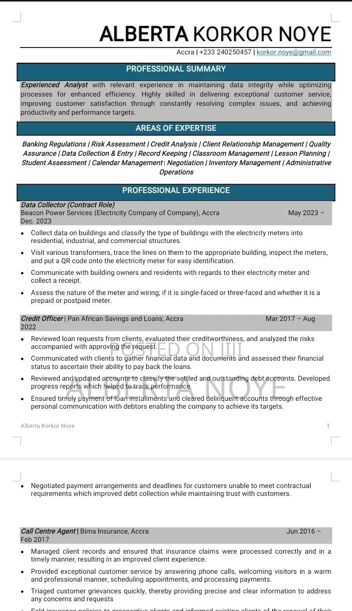 Clerical Administrative CV