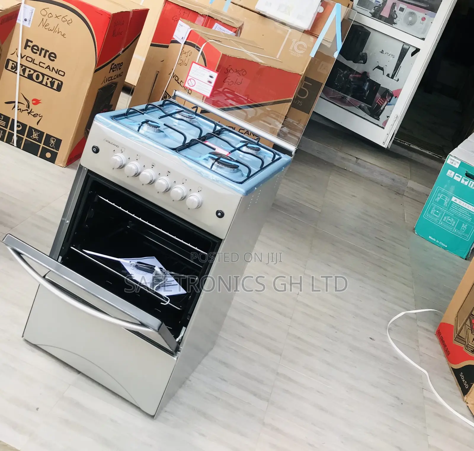 (Gray) Volcano Oven-Grill 4 Gas Ignition 50by50