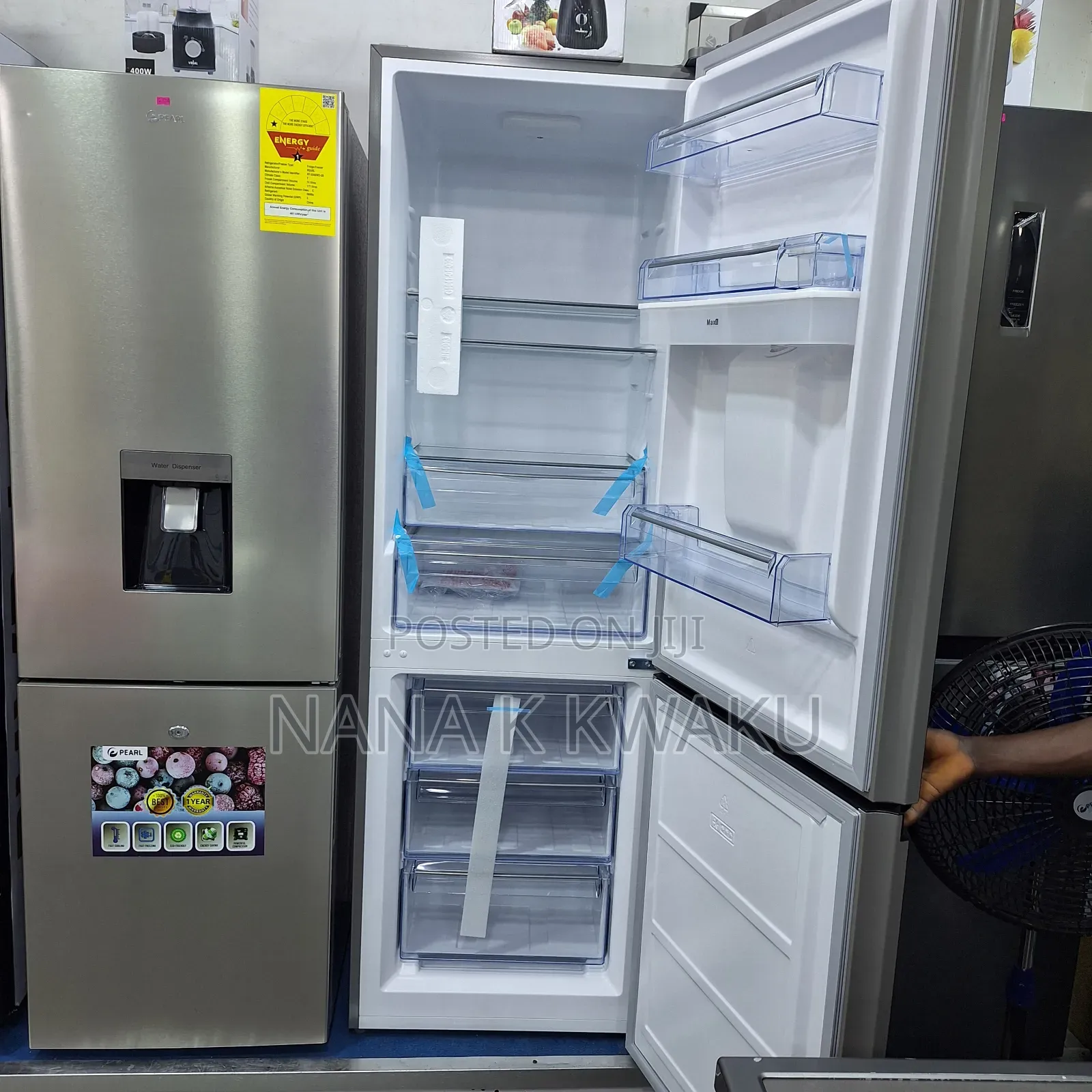 Ott Black_pearl Pf400bg Double Door Fridge_bottom Freezer