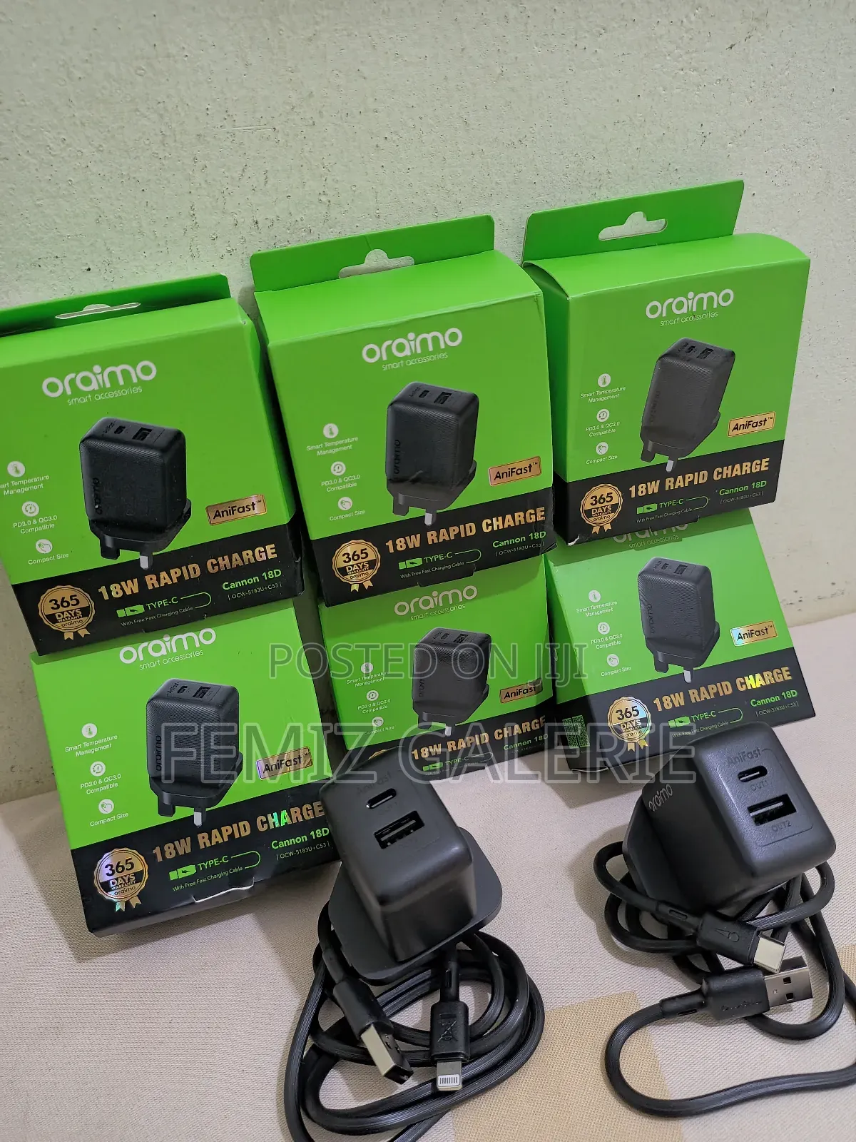 Oraimo Cannon 18D 18W Type-C/ Lightning Wall Charger Kit