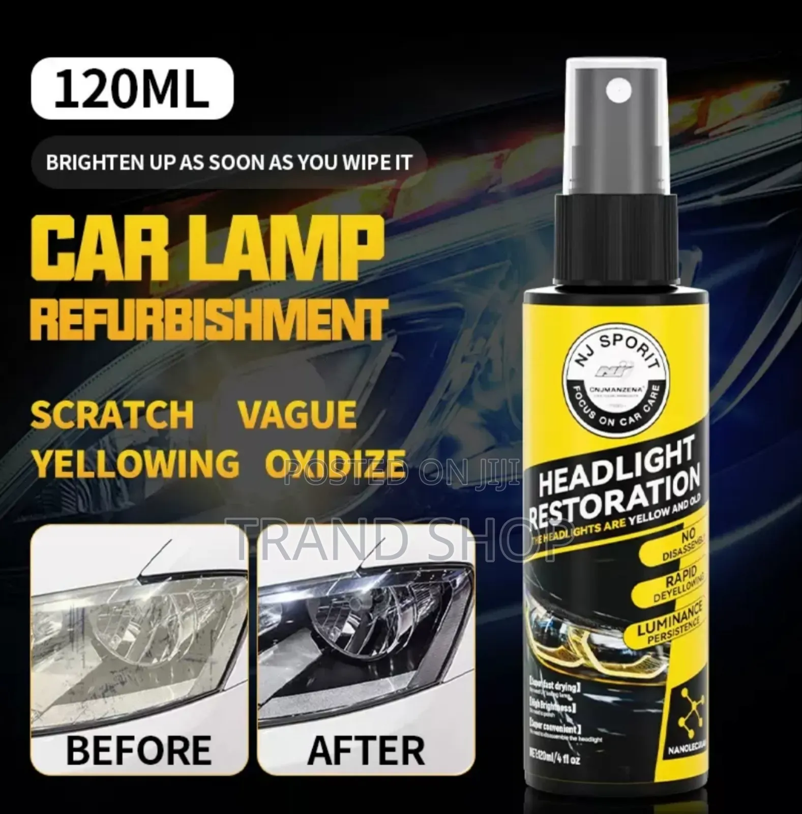Car Head-Light Restoration Spray ( Yellow Car Lamp Fix )