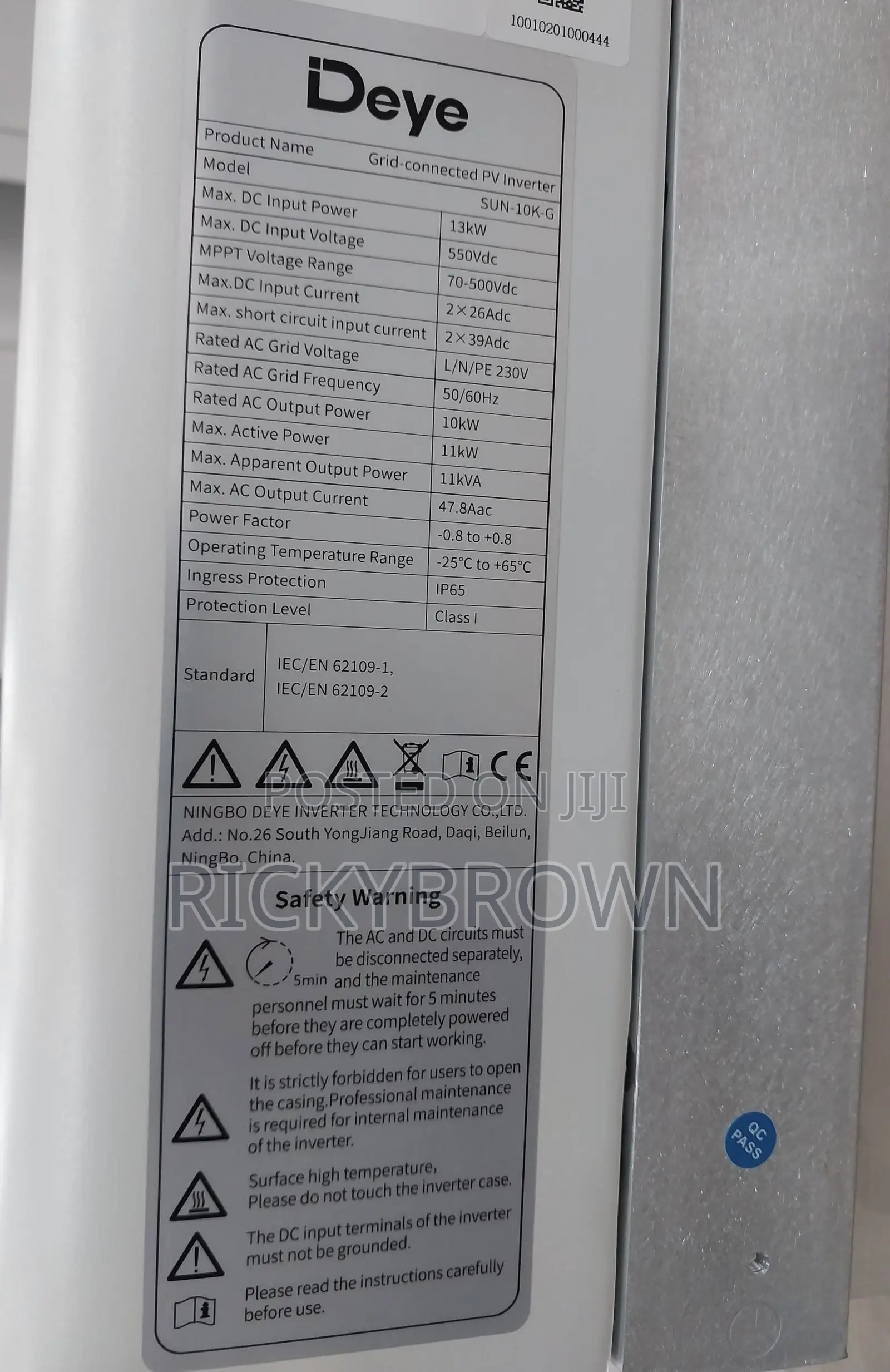 10,000 Watts (10kw) DEYE GRID-TIE INVERTERS