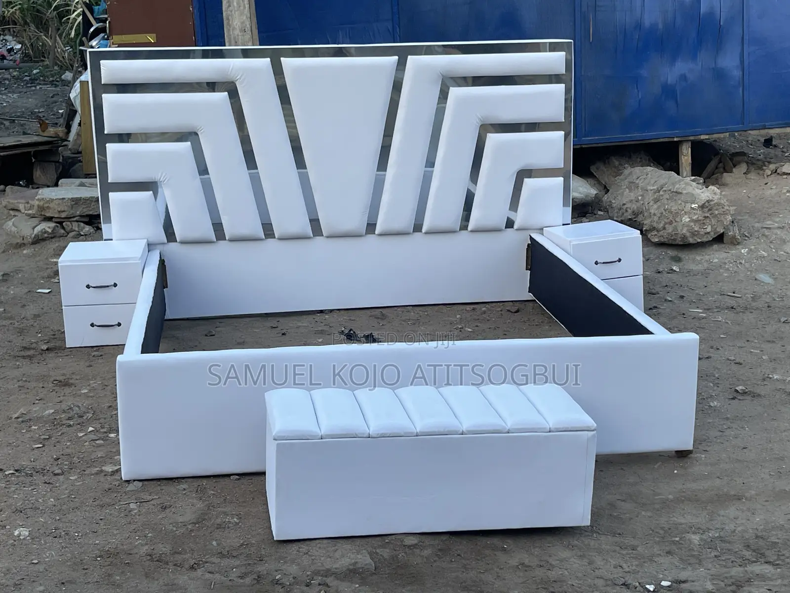 King Size Bed Frame With 2 Side Drawers Ottoman