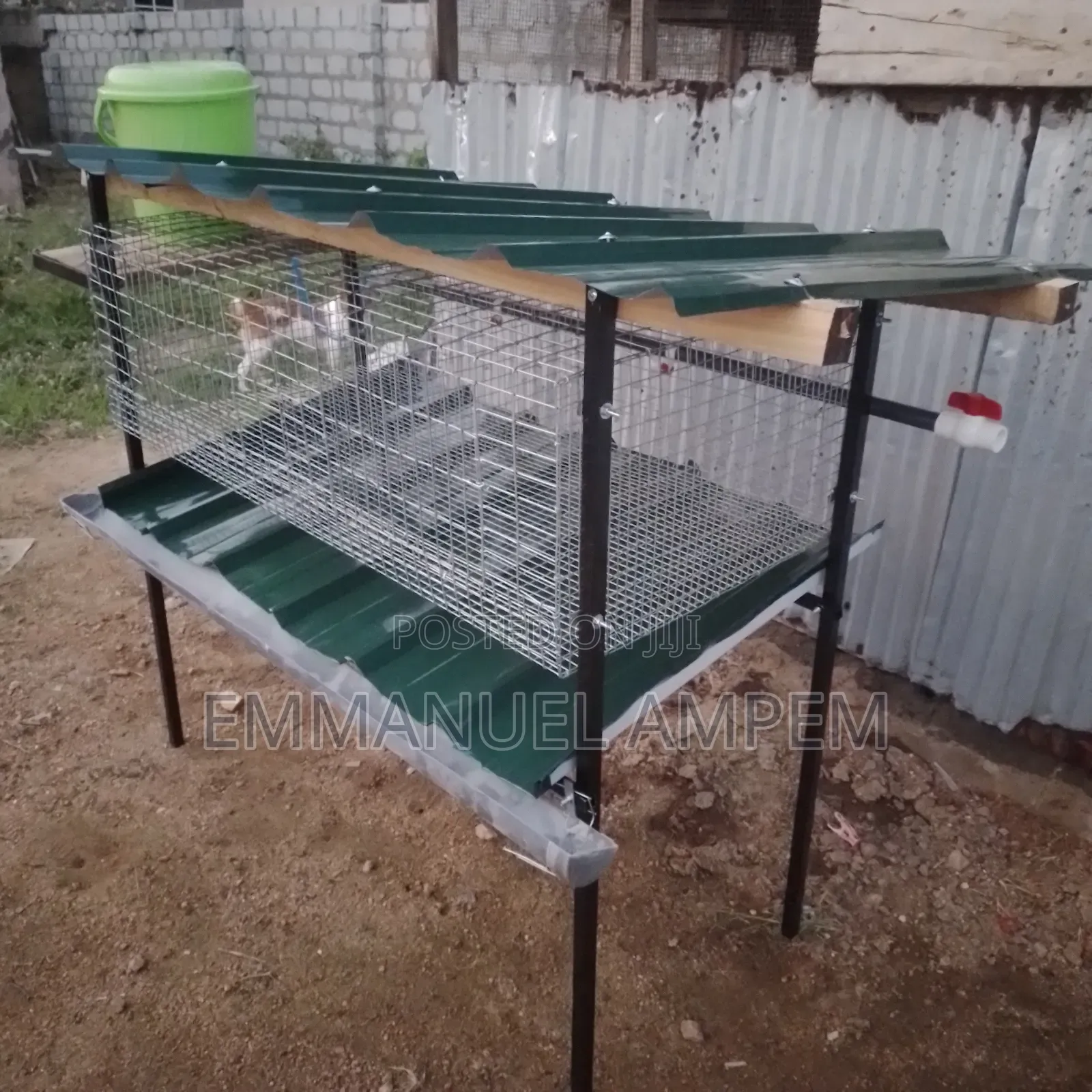2 Unit Galvanised Cage for Rabbits and Grasscutters