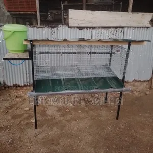 2 Unit Galvanised Cage for Rabbits and Grasscutters