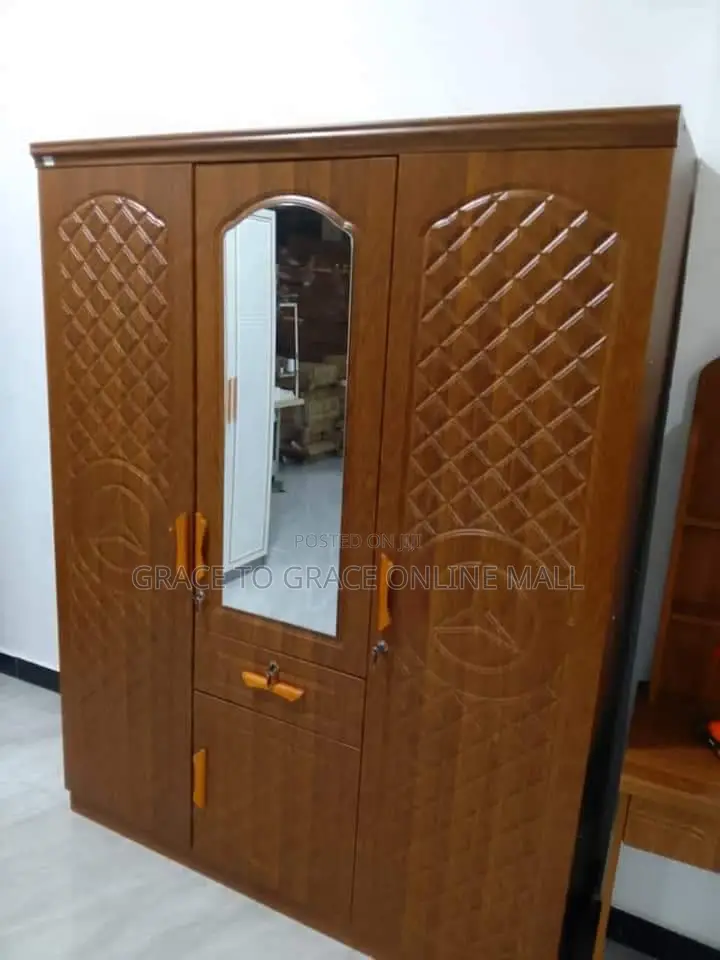 Wooden Wardrobe With Mirror