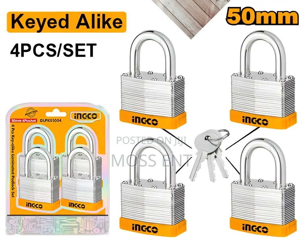 4pcs Key-Alike Laminated Padlock Set 50mm - Dlpk05004