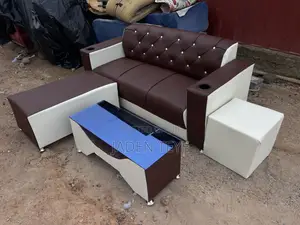 Brown and Cream Sofa Set