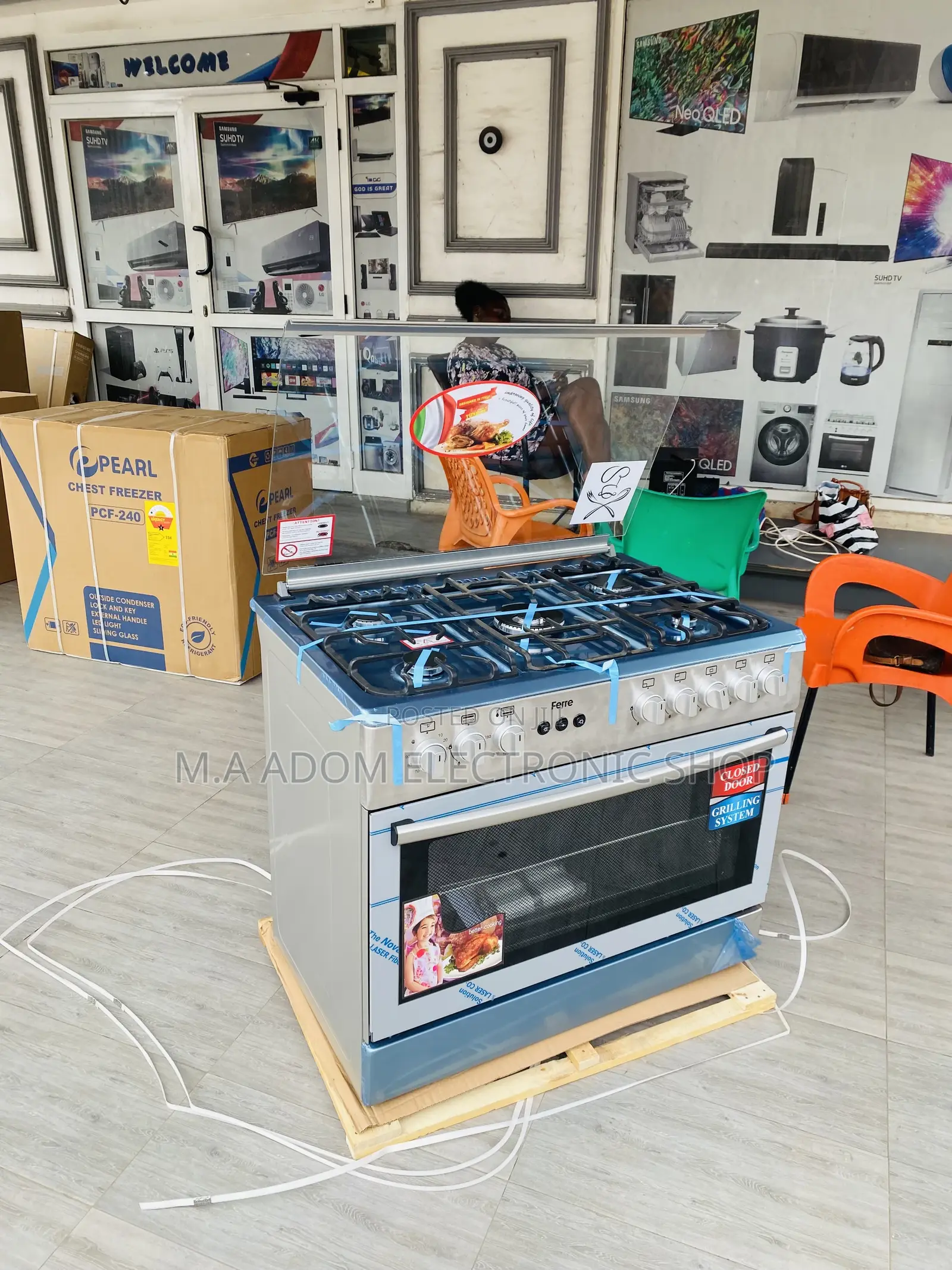 Durable Ferre 60x90 Ions Auto Ignition 5 Gas Burner + Grill.