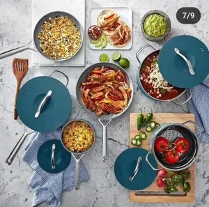 Member's Mark 11-Piece Modern Ceramic Cookware Set -Blue