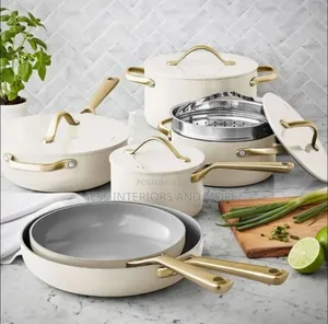 Member's Mark 11-Piece Modern Ceramic Cookware Set -Cream