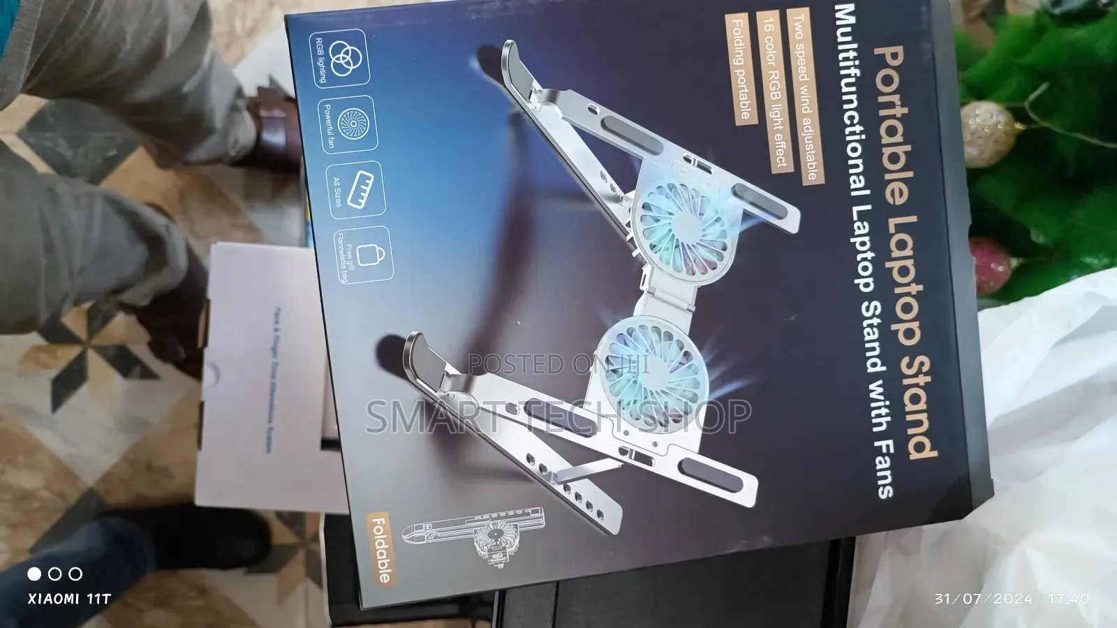Adjustable Portable Foldable Laptop Stand + Fan RGB Light
