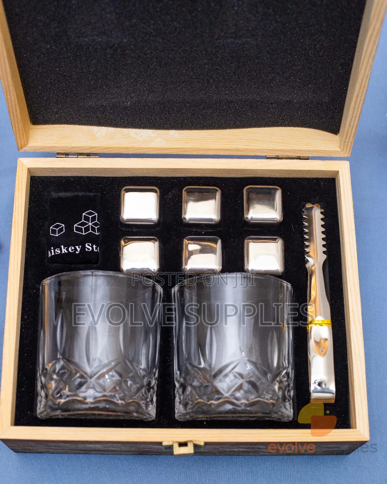 6pcs Stainless Whiskey Stones With 2 Glasses