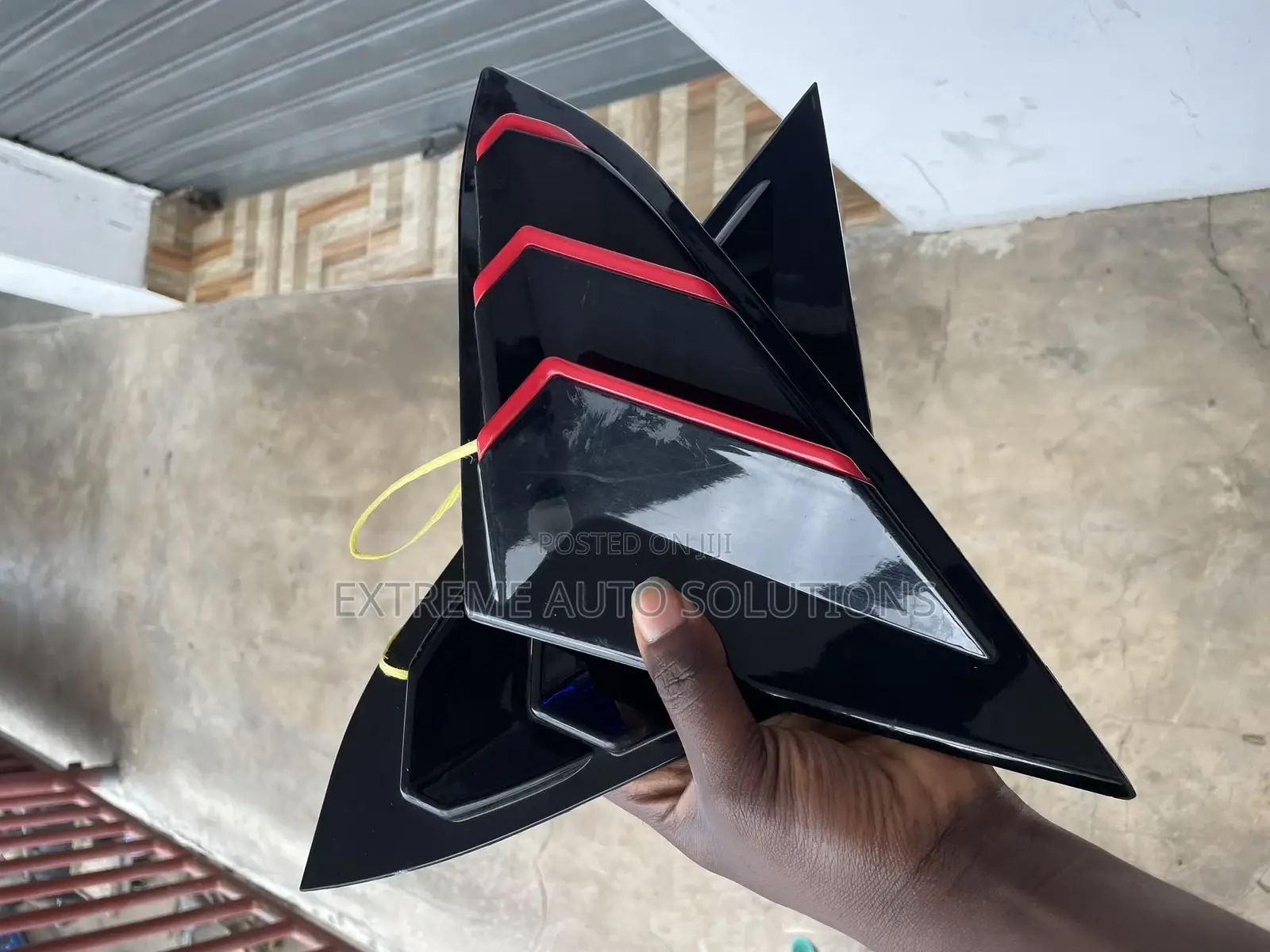 Window Louver Gloss Black W/Red Trim for Honda Civic