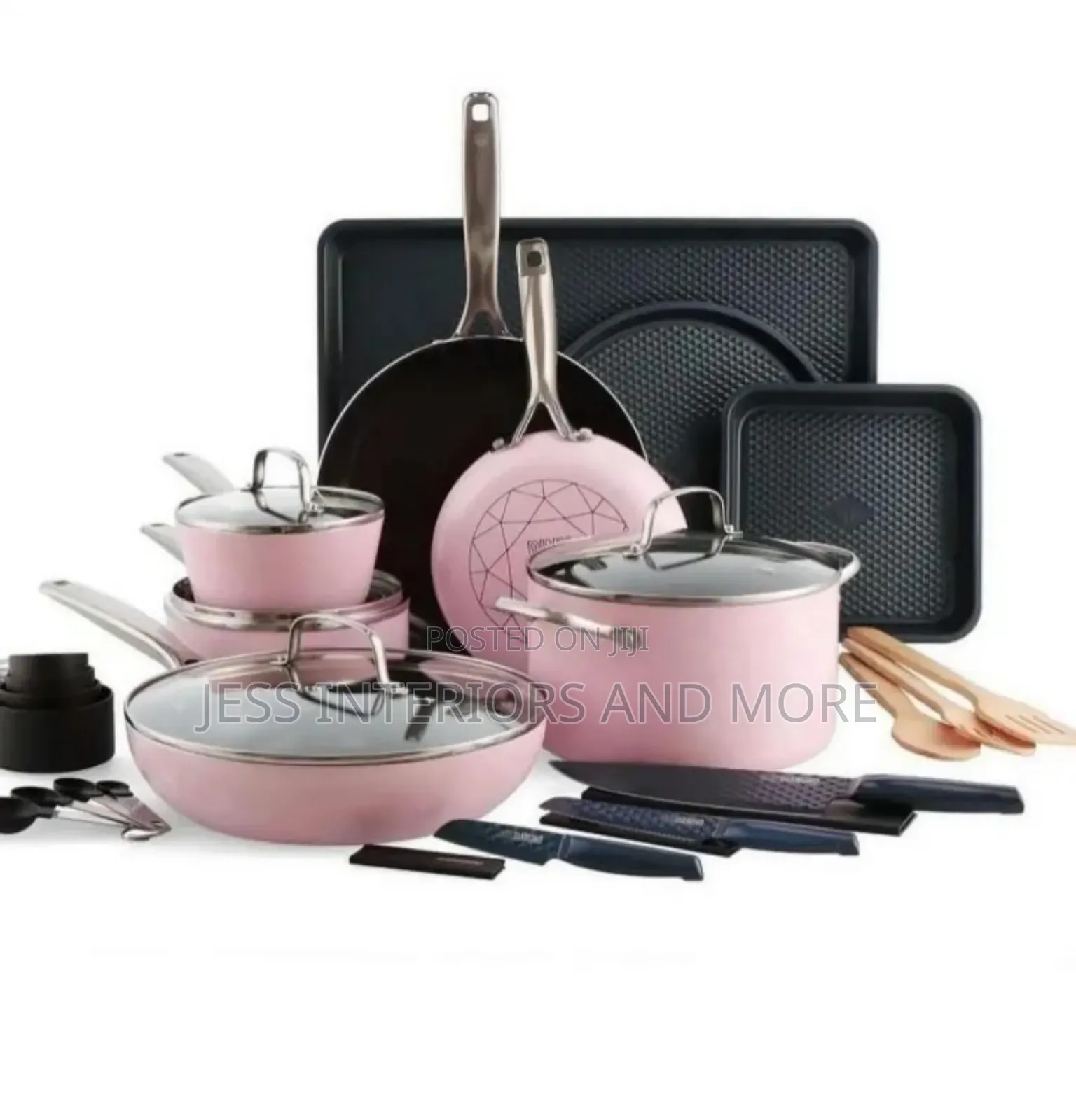 Pink Diamond 30-Piece Non-Stick Cookware Set 
(Pink)