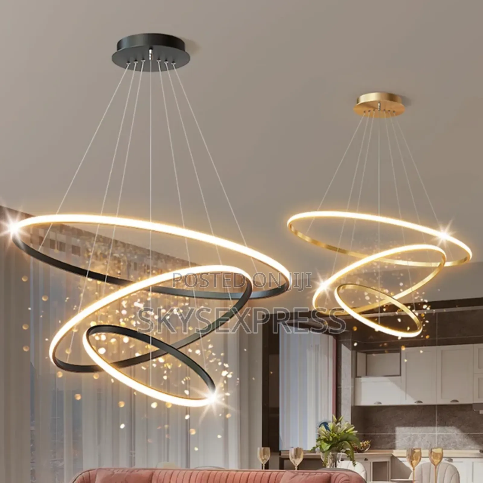 Home Decorative Living Room / Dinning 3 Ring Acrylic Light