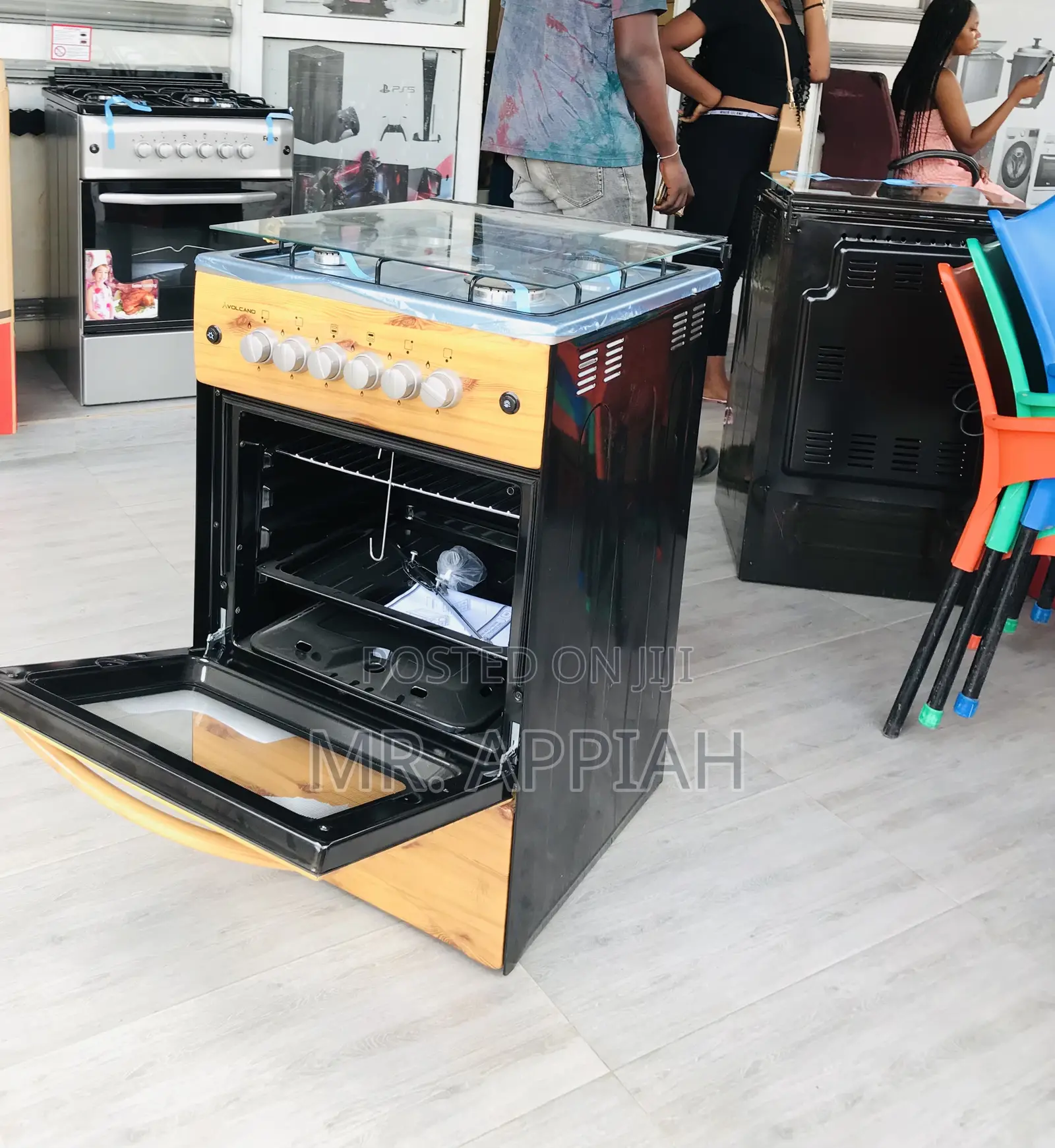 Sleek Volcano 50x50(Light Wooden)4 Gas Burner With Oven.