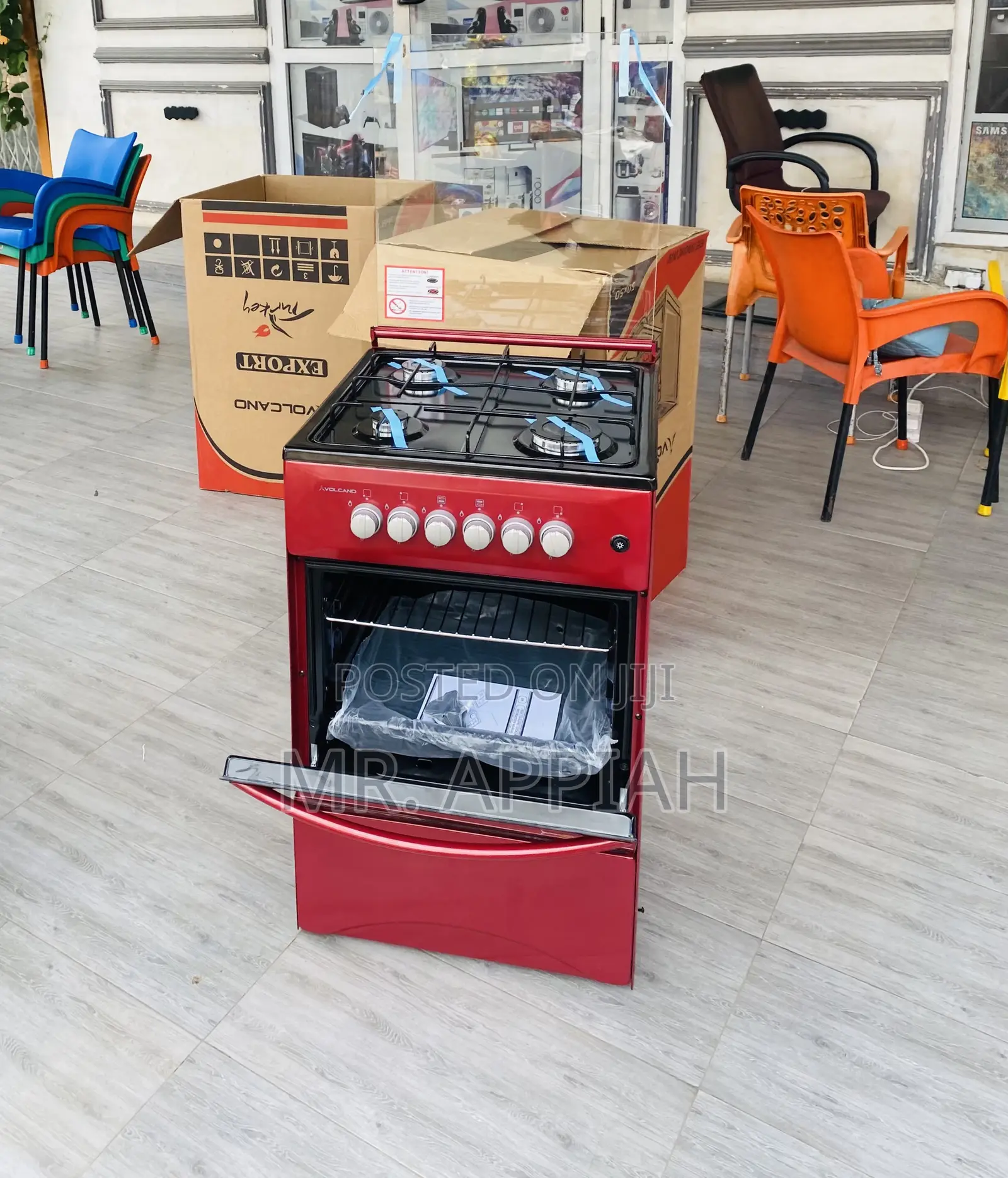 Gas Oven Volcano 50x50 4 Burner With Oven(Red).