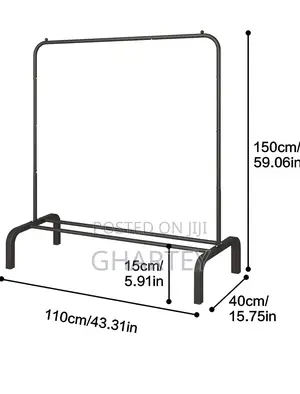 Metal Clothing Rack Single Rod Black