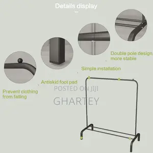 Metal Clothing Rack Single Rod Black