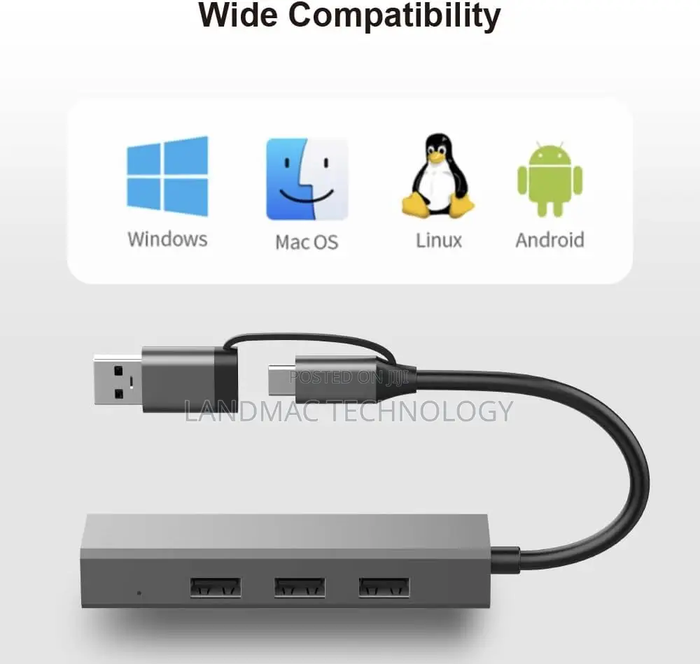 USB C Hub (4-in-1) With USB A,Ethernet