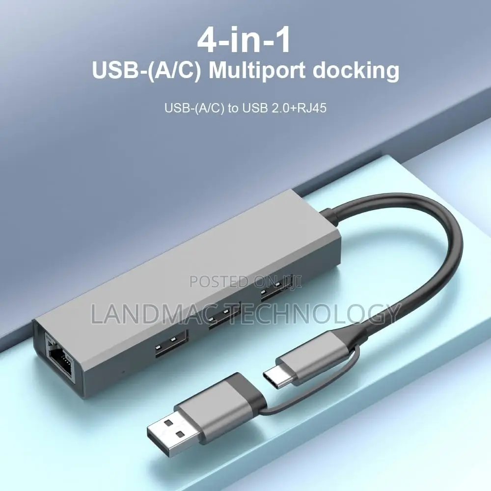USB C Hub (4-in-1) With USB A,Ethernet
