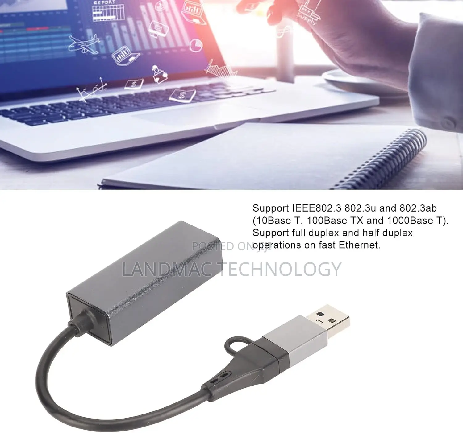 USB C to Ethernet Adapter, Driver Free RJ45 to USB C, 1000mb