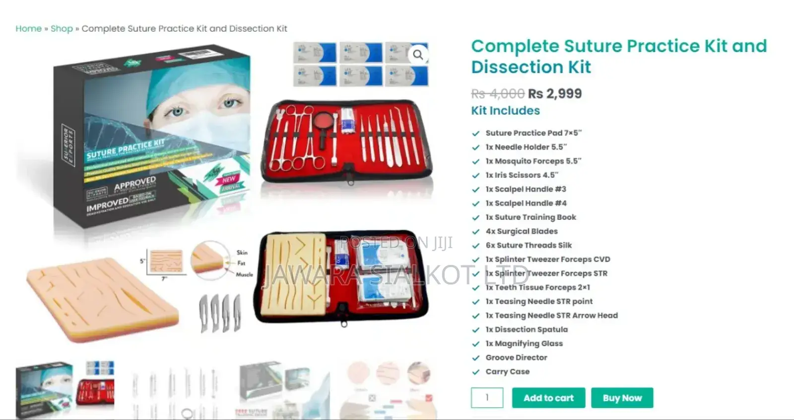 Regular Suturing Practice Kit and Practice Pad