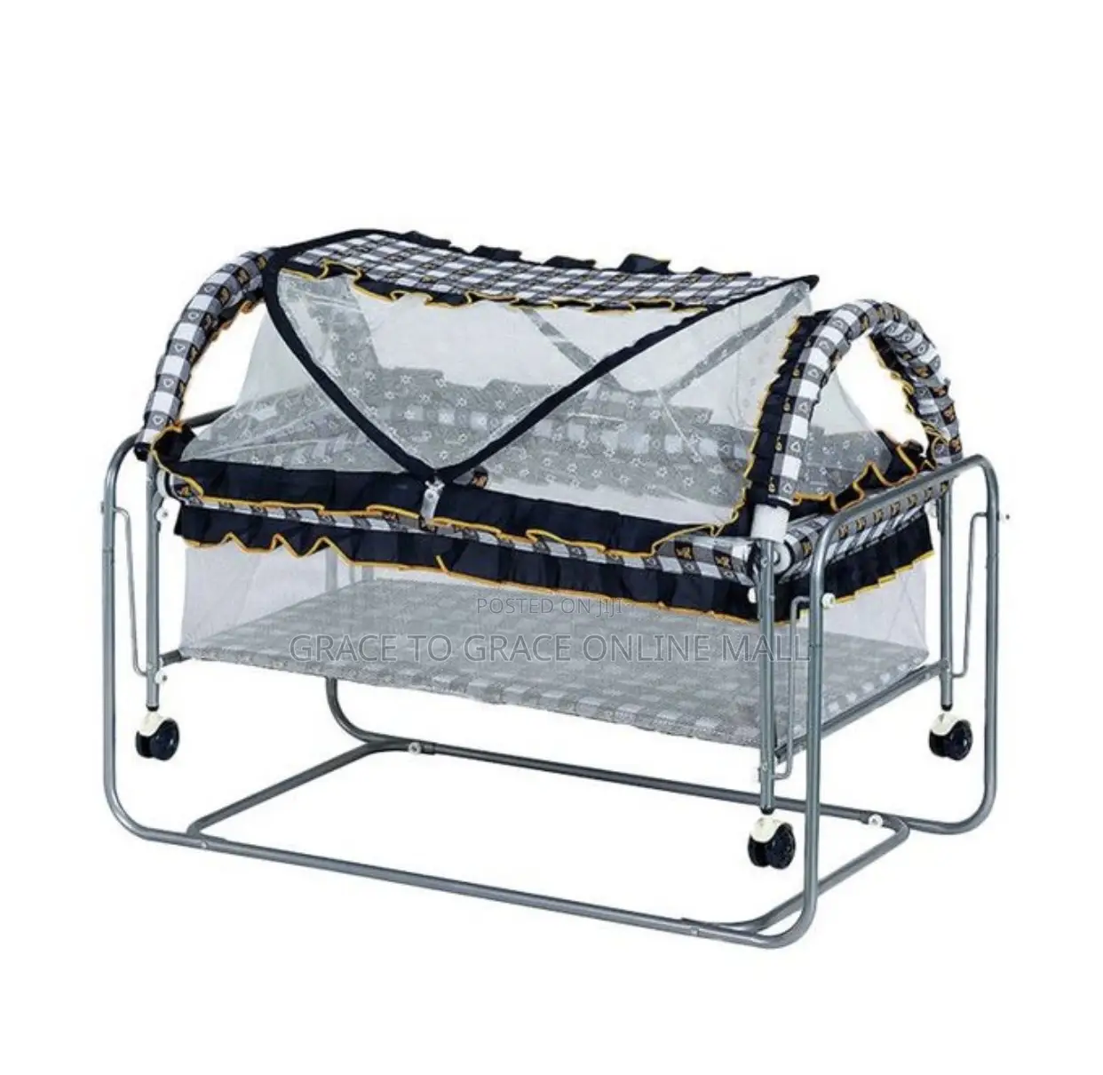 2 in 1 Sliver Baby Cot With Cradle