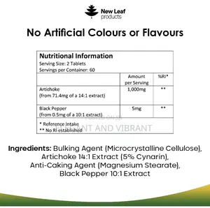 Artichoke Extract 1000mg Tab -120 High Strength Black Pepper