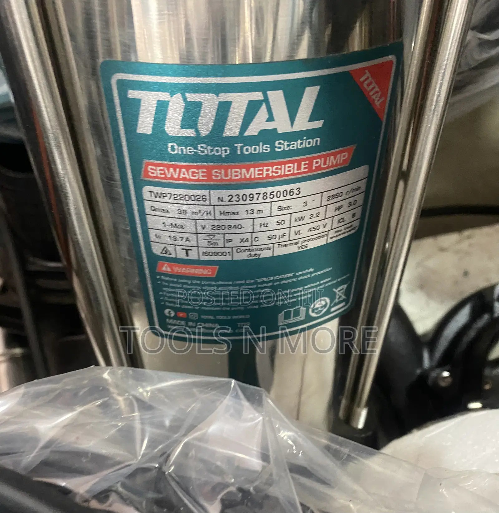 Total Sewage Submersible Water Pump 3hp