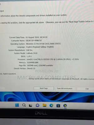Laptop Dell Latitude 5510 16GB Intel Core I5 SSD 256GB